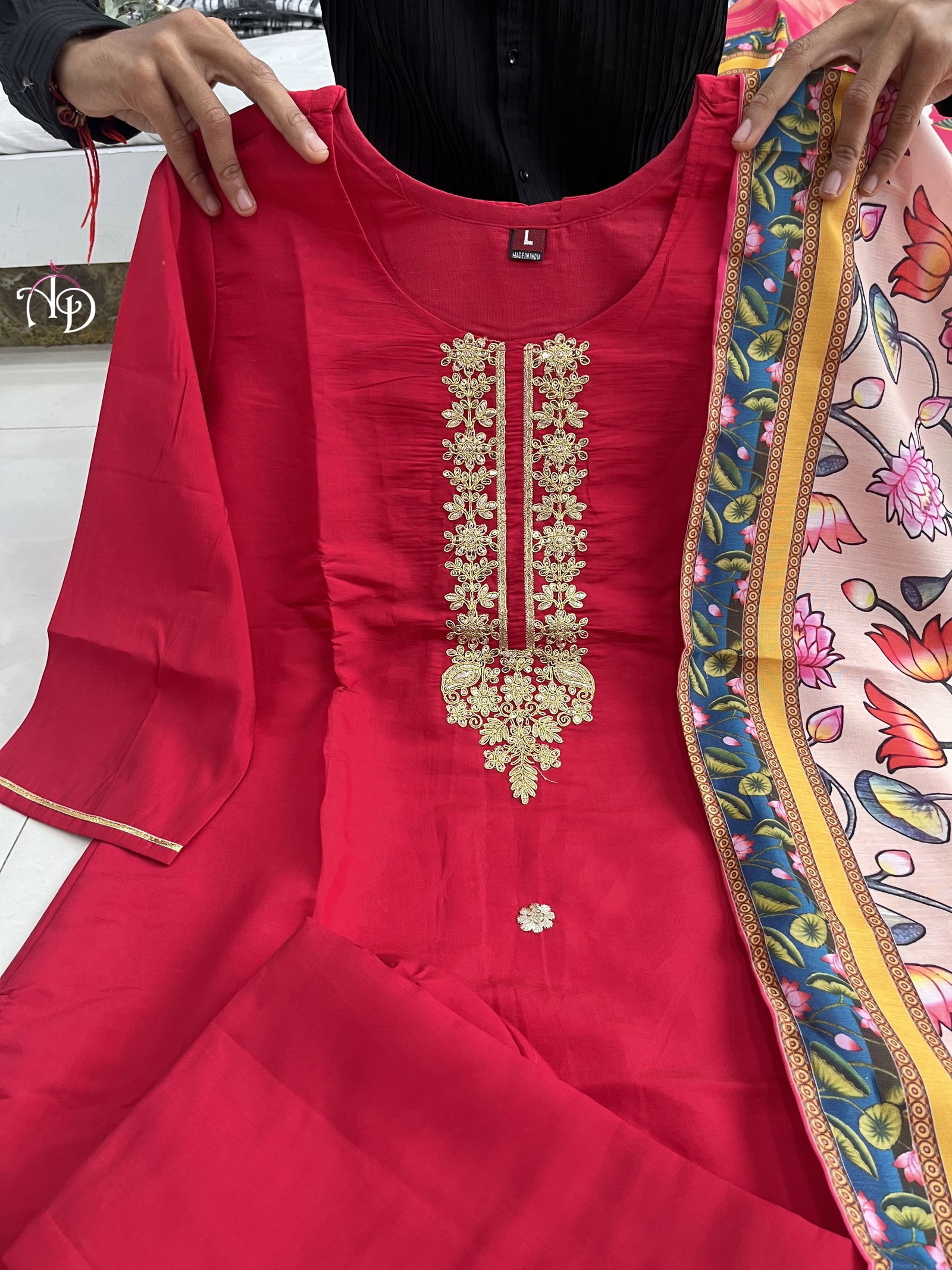 Akshar Vijay Laxmi Embroidery Kurti With Bottom Dupatta Wholesale Shop In Surat